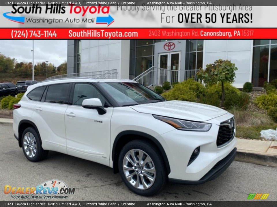 2021 Toyota Highlander Hybrid Limited AWD Blizzard White Pearl / Graphite Photo #1