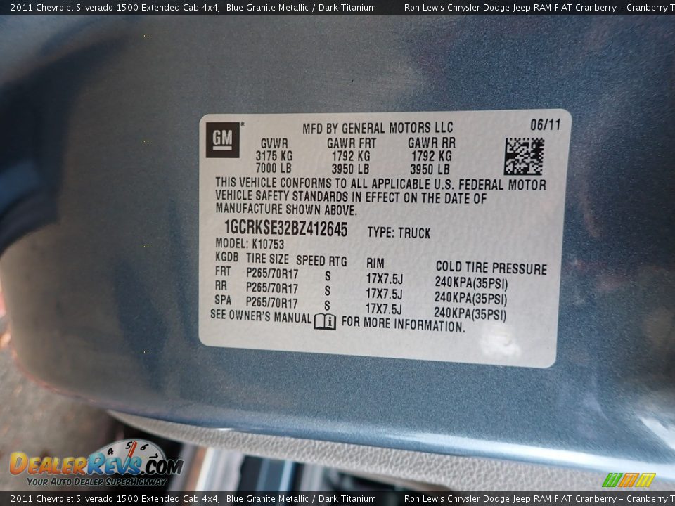 2011 Chevrolet Silverado 1500 Extended Cab 4x4 Blue Granite Metallic / Dark Titanium Photo #11