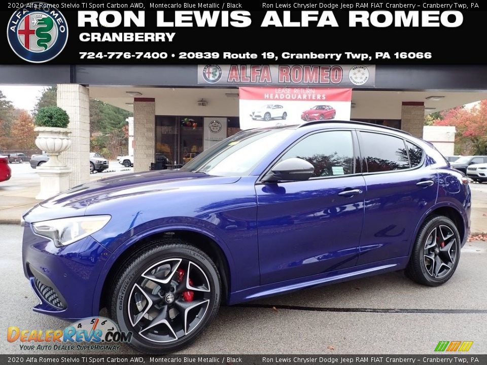 2020 Alfa Romeo Stelvio TI Sport Carbon AWD Montecarlo Blue Metallic / Black Photo #1