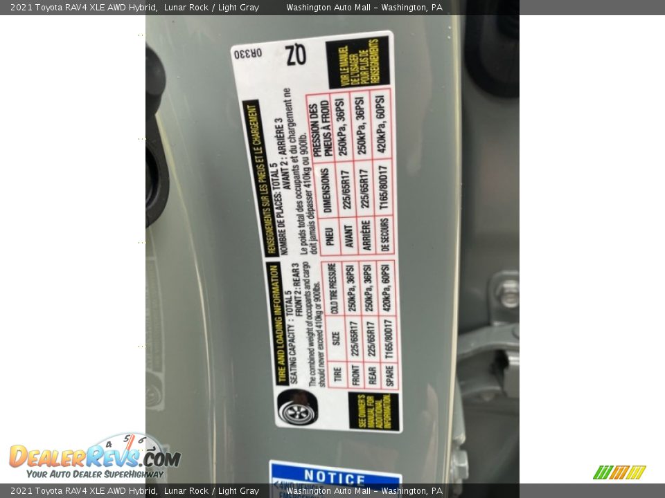 Info Tag of 2021 Toyota RAV4 XLE AWD Hybrid Photo #27