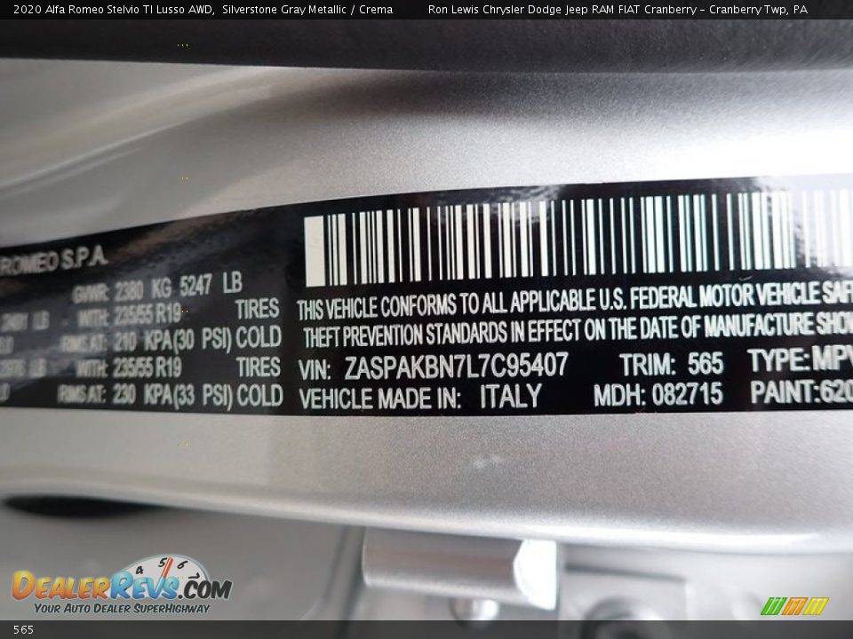 Alfa Romeo Color Code 565 Silverstone Gray Metallic