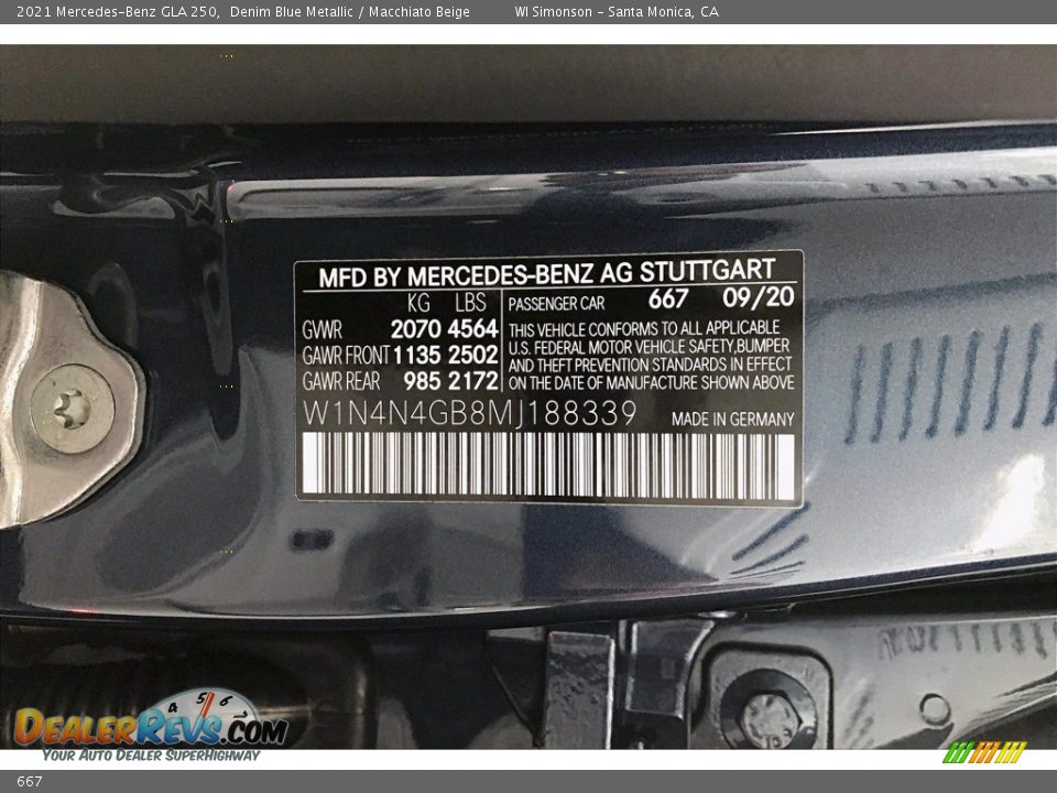 Mercedes-Benz Color Code 667 Denim Blue Metallic