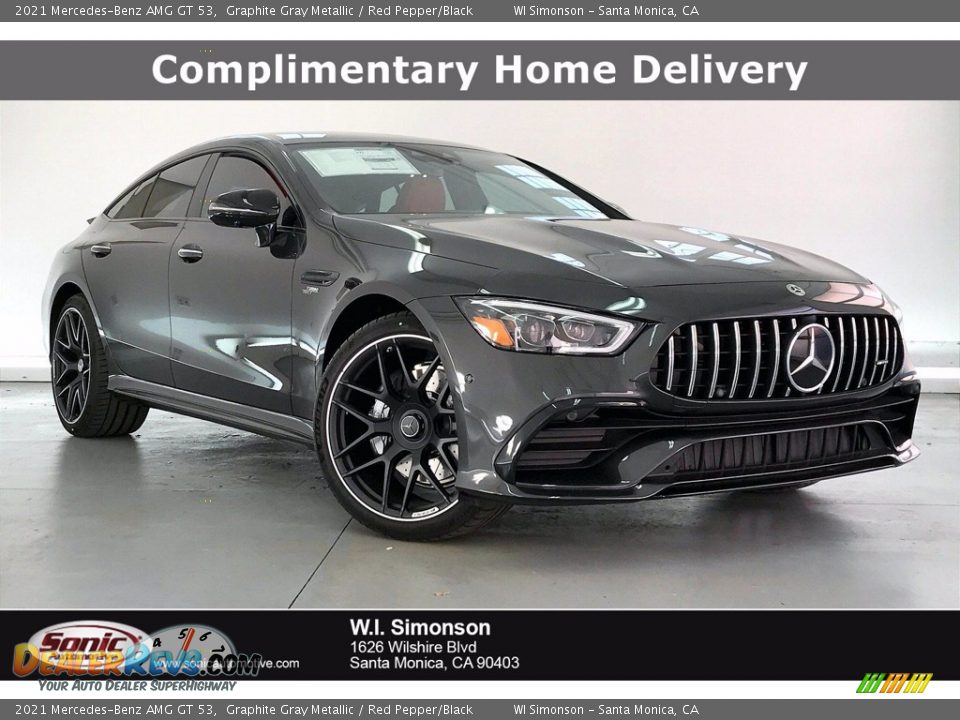 2021 Mercedes-Benz AMG GT 53 Graphite Gray Metallic / Red Pepper/Black Photo #1