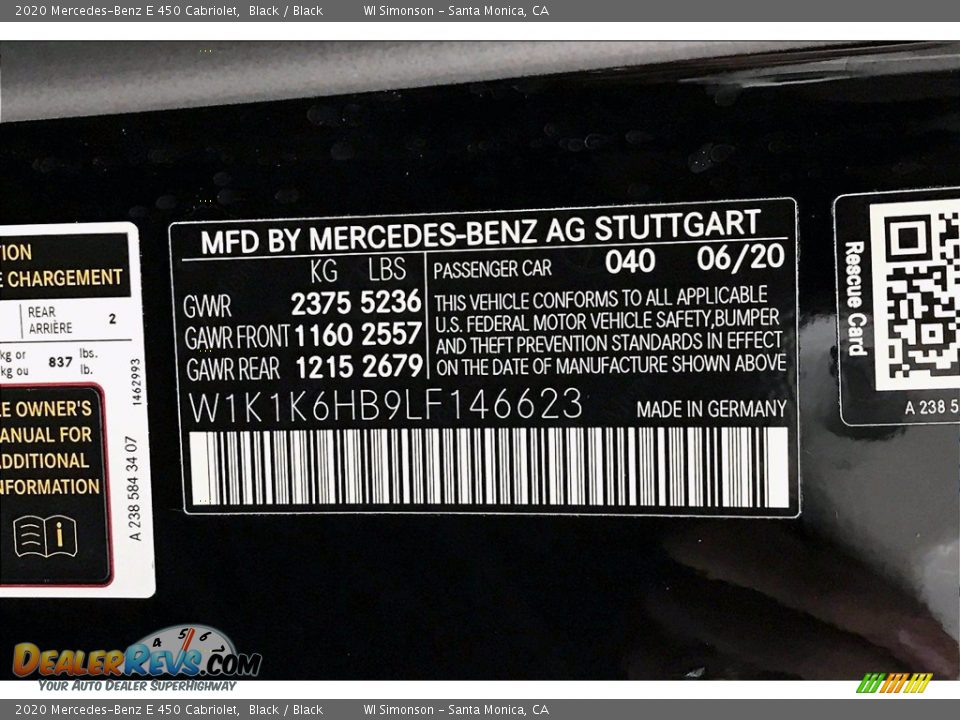 2020 Mercedes-Benz E 450 Cabriolet Black / Black Photo #11