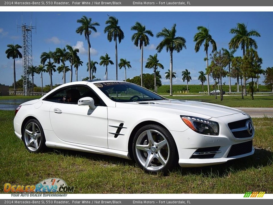 2014 Mercedes-Benz SL 550 Roadster Polar White / Nut Brown/Black Photo #15