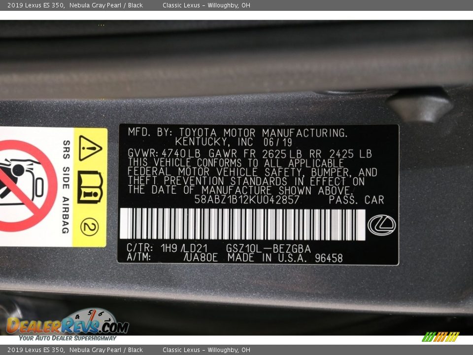 2019 Lexus ES 350 Nebula Gray Pearl / Black Photo #26