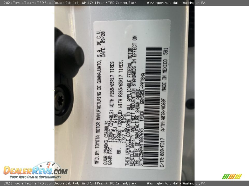 2021 Toyota Tacoma TRD Sport Double Cab 4x4 Wind Chill Pearl / TRD Cement/Black Photo #27