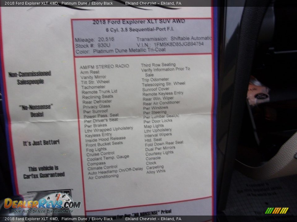 2018 Ford Explorer XLT 4WD Platinum Dune / Ebony Black Photo #34