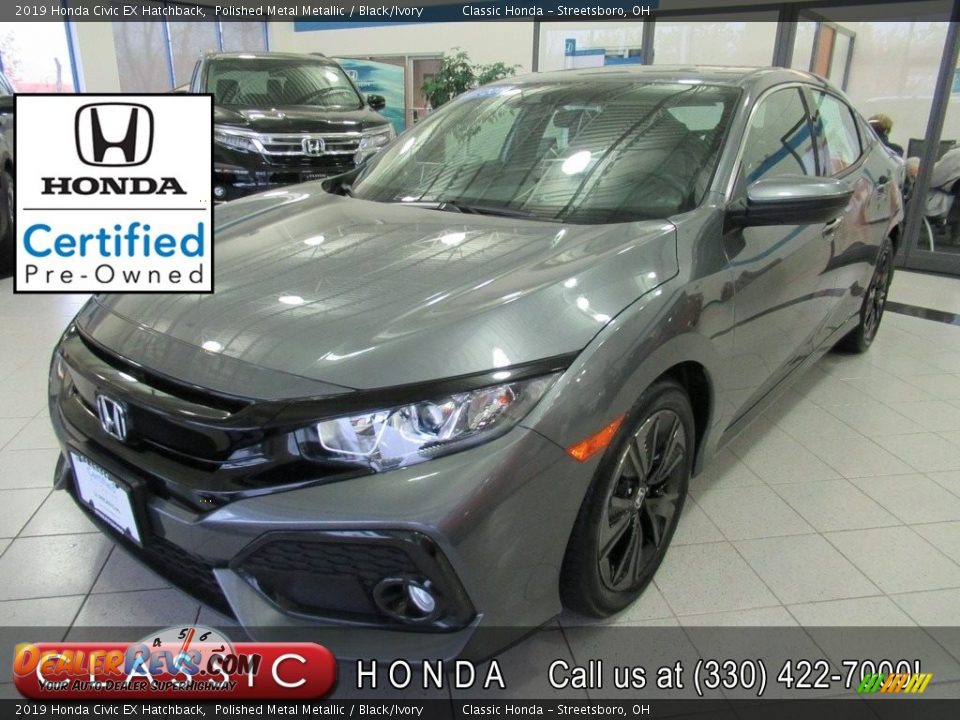 2019 Honda Civic EX Hatchback Polished Metal Metallic / Black/Ivory Photo #1