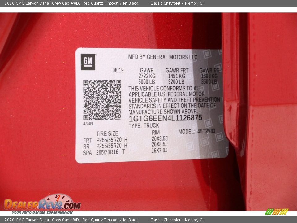 2020 GMC Canyon Denali Crew Cab 4WD Red Quartz Tintcoat / Jet Black Photo #26