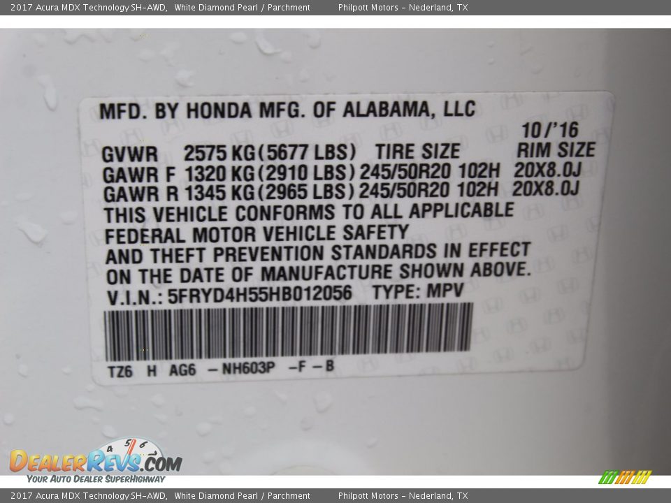 2017 Acura MDX Technology SH-AWD White Diamond Pearl / Parchment Photo #30