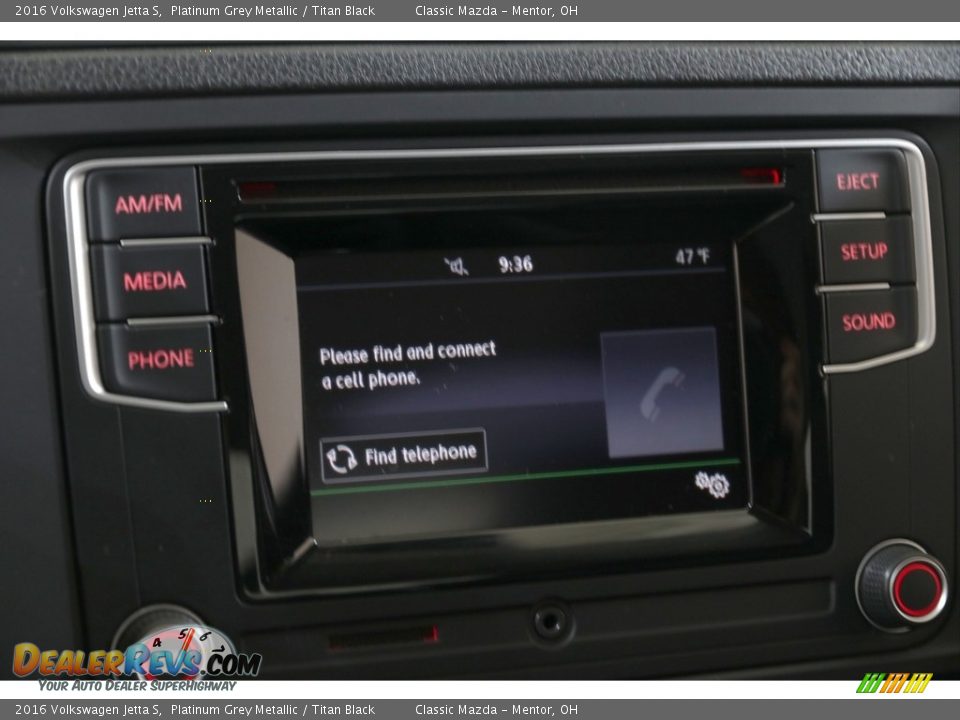 2016 Volkswagen Jetta S Platinum Grey Metallic / Titan Black Photo #10