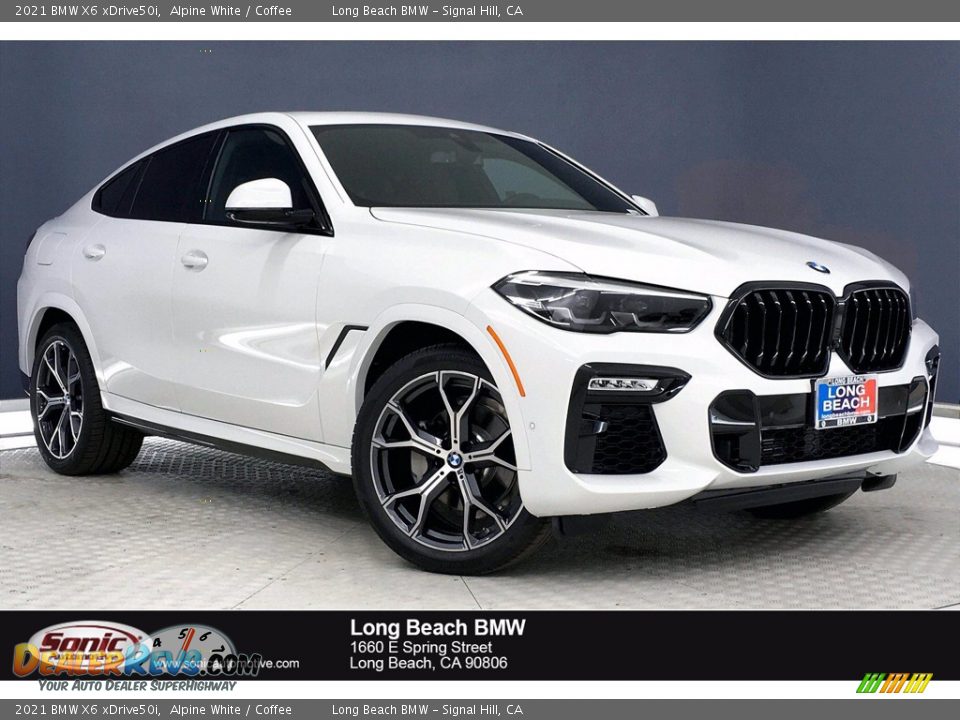 2021 BMW X6 xDrive50i Alpine White / Coffee Photo #1