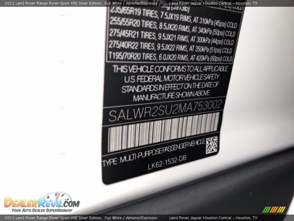 2021 Land Rover Range Rover Sport HSE Silver Edition Fuji White / Almond/Espresso Photo #36