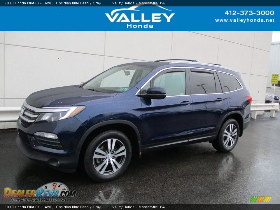 2018 Honda Pilot EX-L AWD Obsidian Blue Pearl / Gray Photo #1