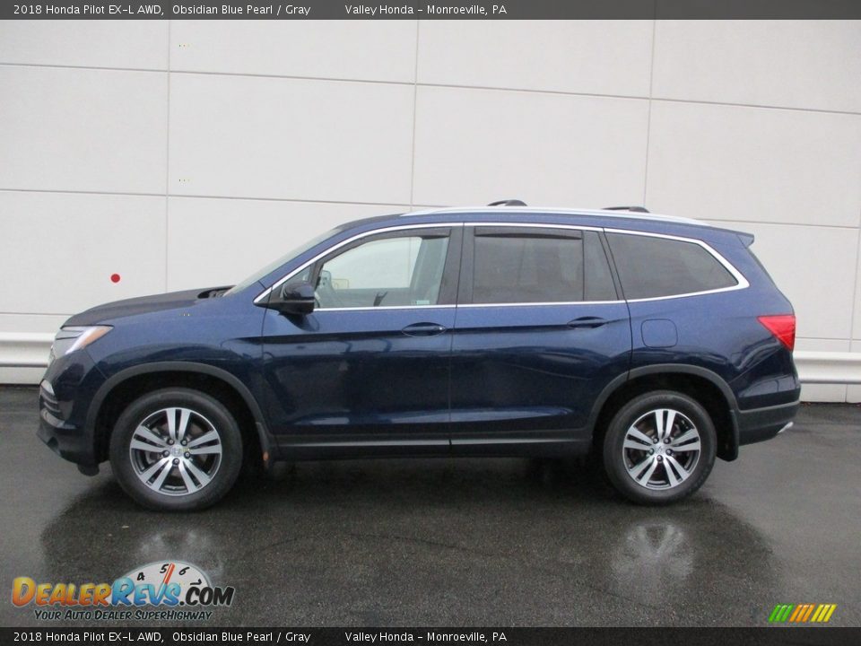 2018 Honda Pilot EX-L AWD Obsidian Blue Pearl / Gray Photo #2