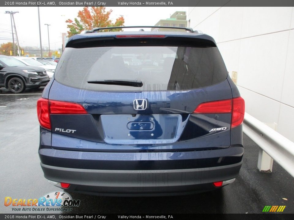 2018 Honda Pilot EX-L AWD Obsidian Blue Pearl / Gray Photo #4