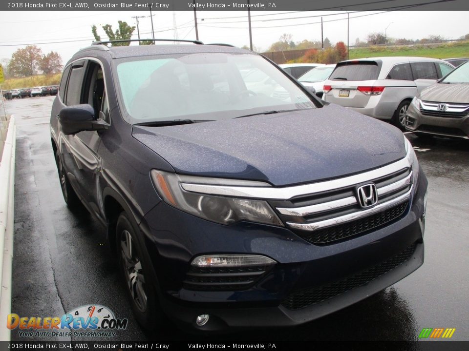 2018 Honda Pilot EX-L AWD Obsidian Blue Pearl / Gray Photo #8