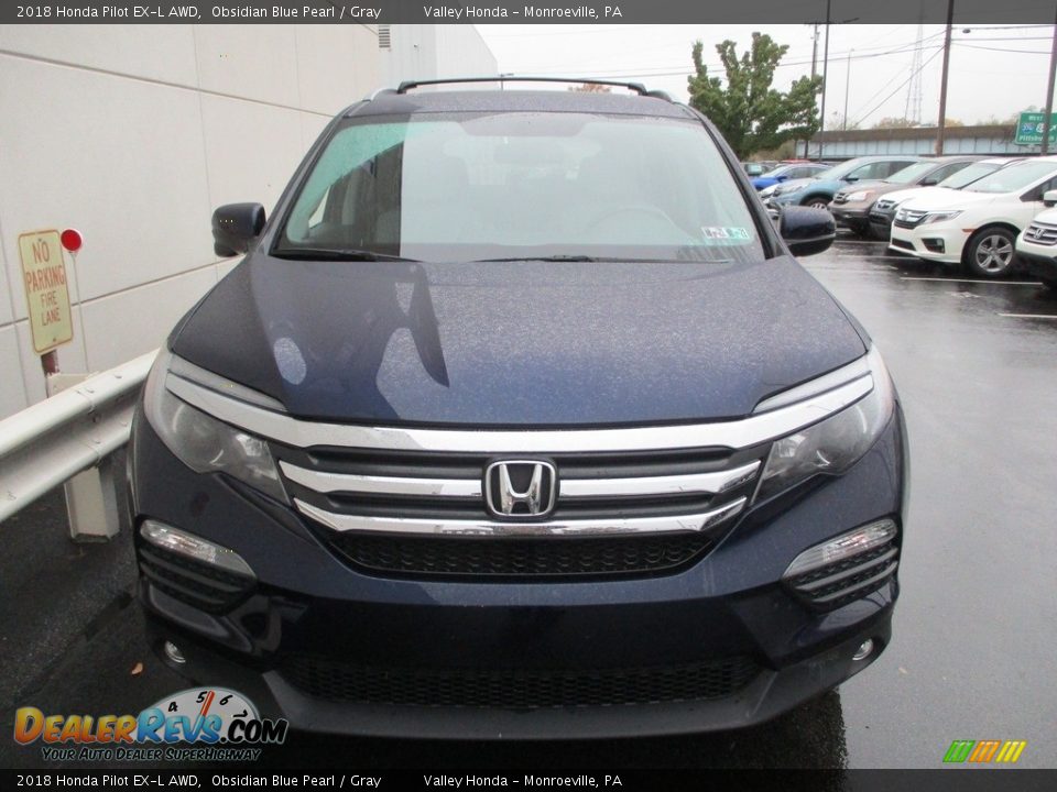 2018 Honda Pilot EX-L AWD Obsidian Blue Pearl / Gray Photo #9