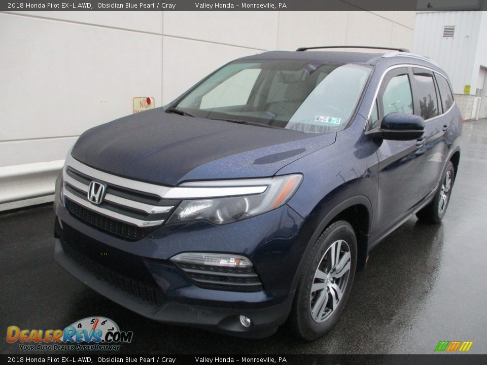 2018 Honda Pilot EX-L AWD Obsidian Blue Pearl / Gray Photo #10