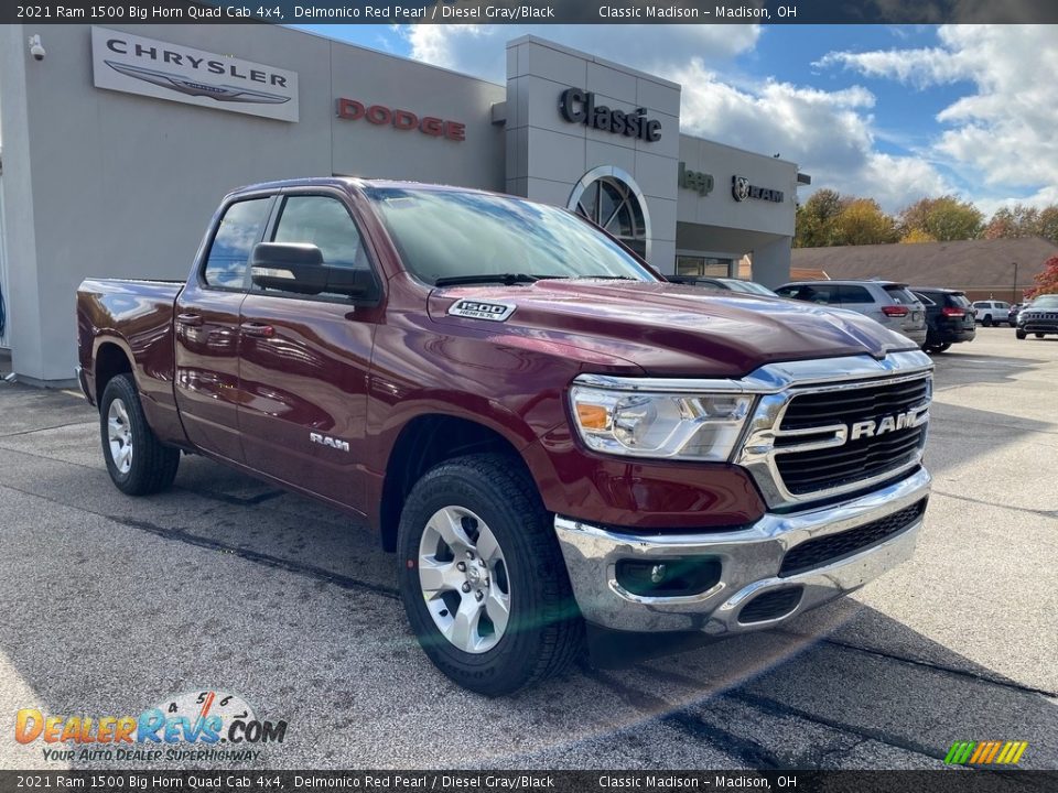 2021 Ram 1500 Big Horn Quad Cab 4x4 Delmonico Red Pearl / Diesel Gray/Black Photo #1