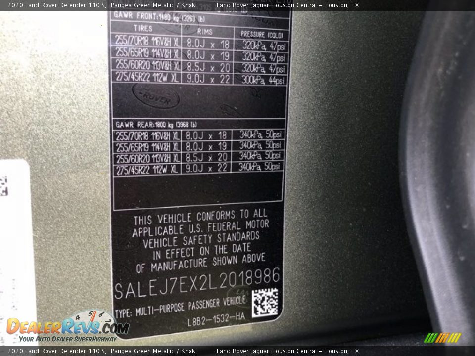 2020 Land Rover Defender 110 S Pangea Green Metallic / Khaki Photo #30