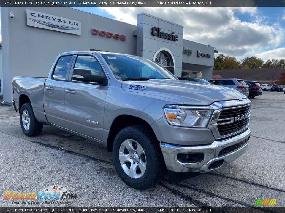 2021 Ram 1500 Big Horn Quad Cab 4x4 Billet Silver Metallic / Diesel Gray/Black Photo #1