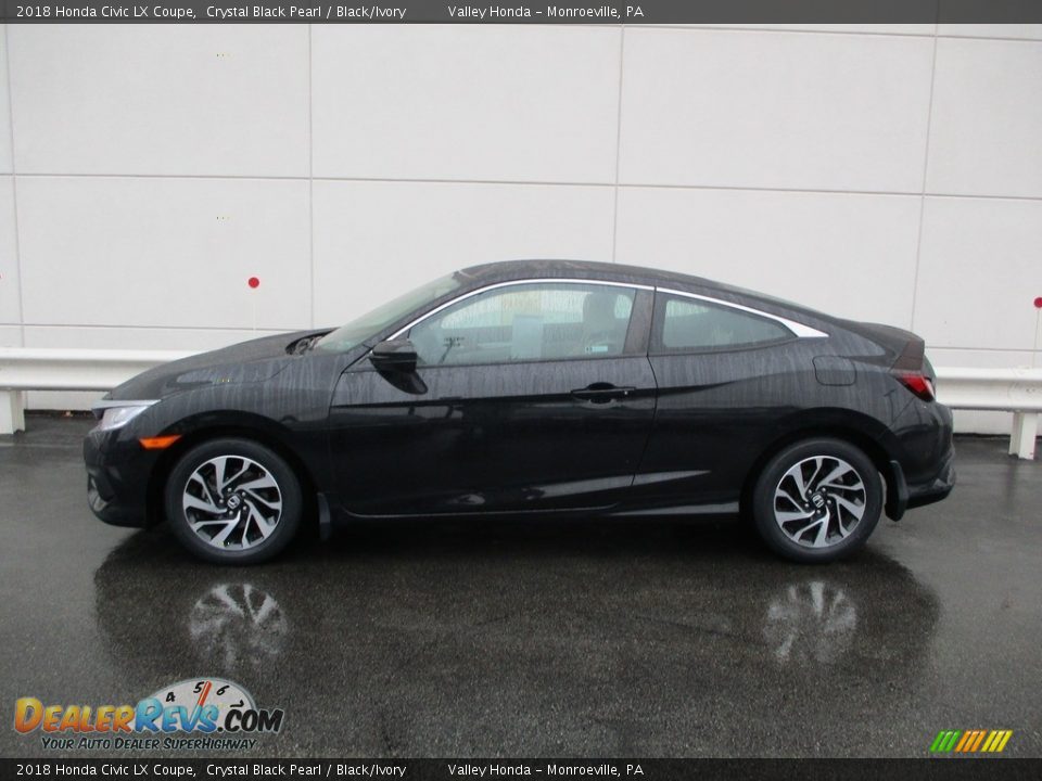 2018 Honda Civic LX Coupe Crystal Black Pearl / Black/Ivory Photo #2