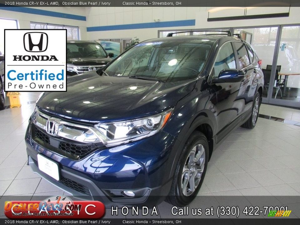 2018 Honda CR-V EX-L AWD Obsidian Blue Pearl / Ivory Photo #1