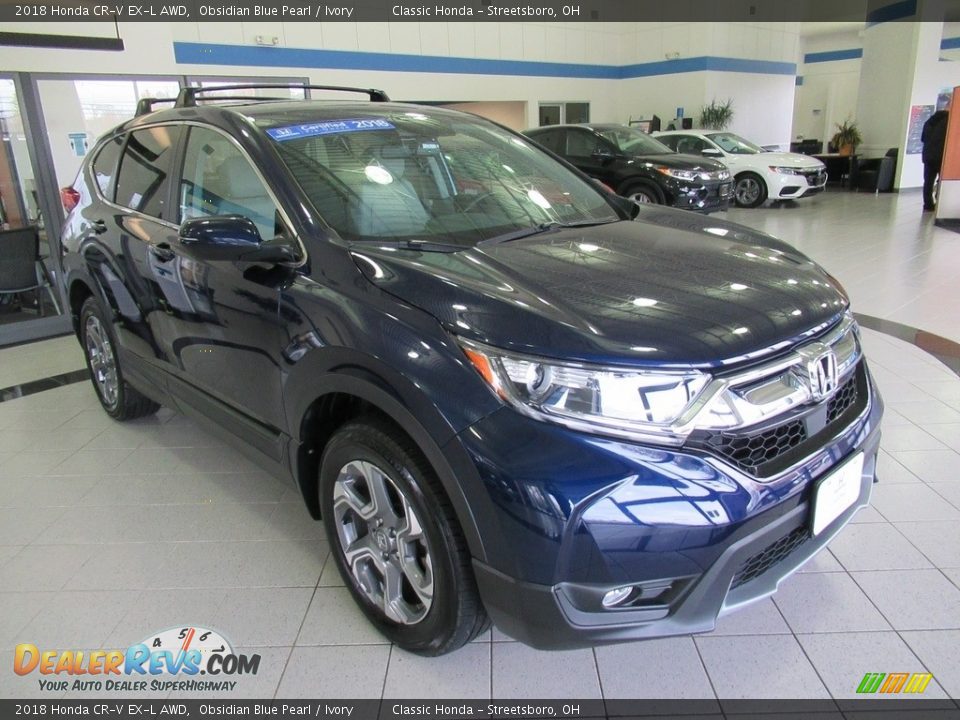 2018 Honda CR-V EX-L AWD Obsidian Blue Pearl / Ivory Photo #3