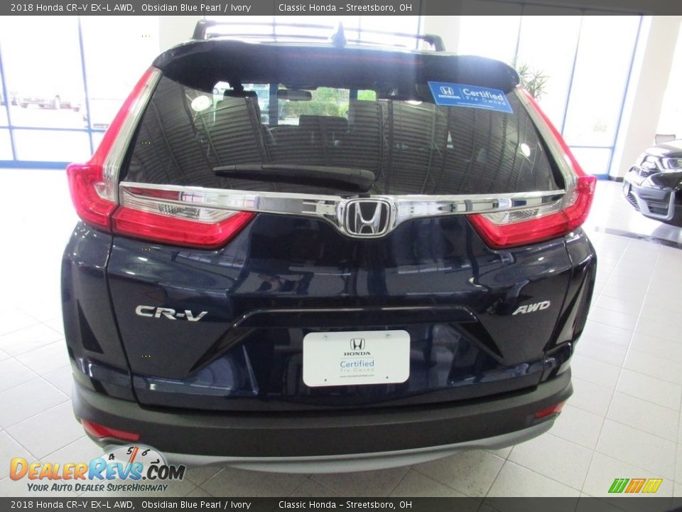 2018 Honda CR-V EX-L AWD Obsidian Blue Pearl / Ivory Photo #8