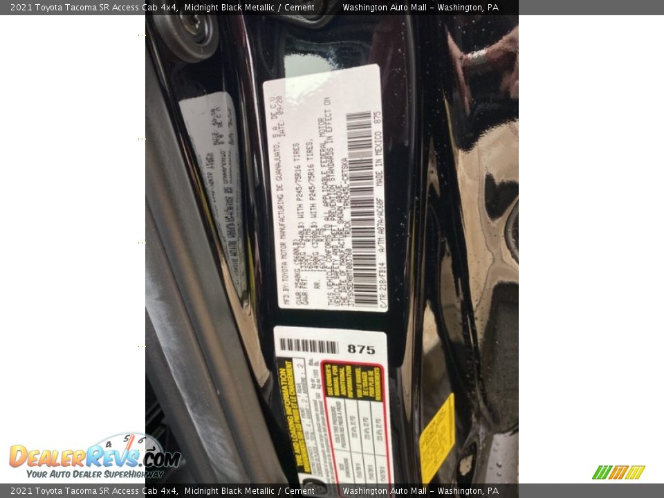 2021 Toyota Tacoma SR Access Cab 4x4 Midnight Black Metallic / Cement Photo #26