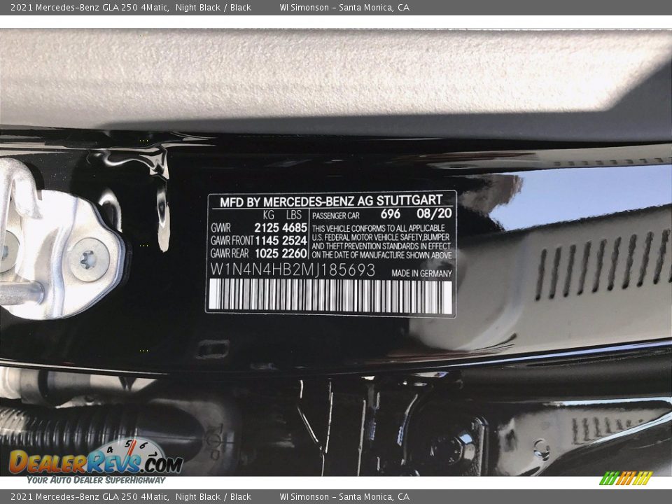 2021 Mercedes-Benz GLA 250 4Matic Night Black / Black Photo #12