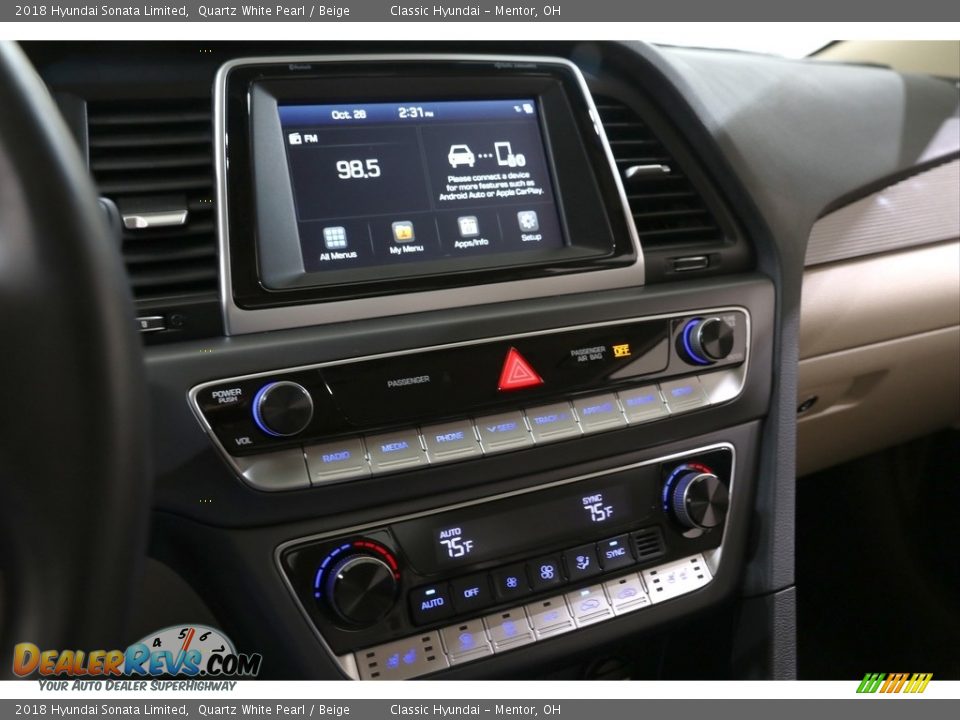 2018 Hyundai Sonata Limited Quartz White Pearl / Beige Photo #9