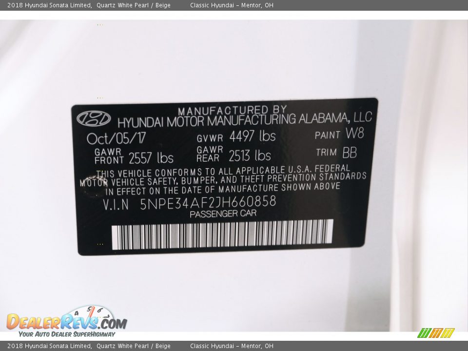 2018 Hyundai Sonata Limited Quartz White Pearl / Beige Photo #24