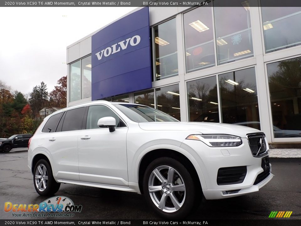 2020 Volvo XC90 T6 AWD Momentum Crystal White Metallic / Blond Photo #1