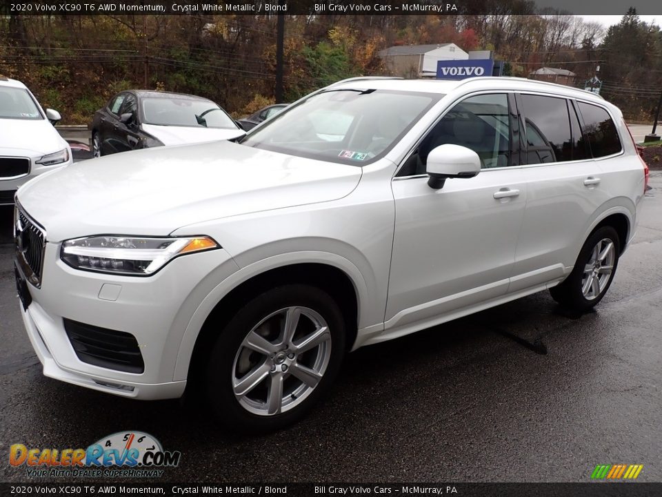 2020 Volvo XC90 T6 AWD Momentum Crystal White Metallic / Blond Photo #8