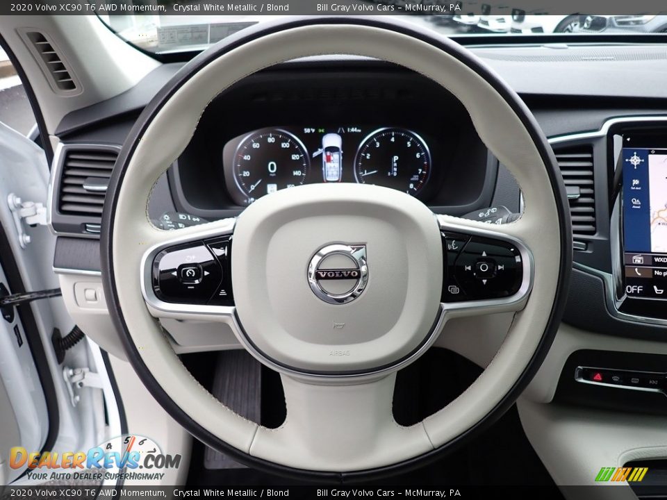 2020 Volvo XC90 T6 AWD Momentum Crystal White Metallic / Blond Photo #23