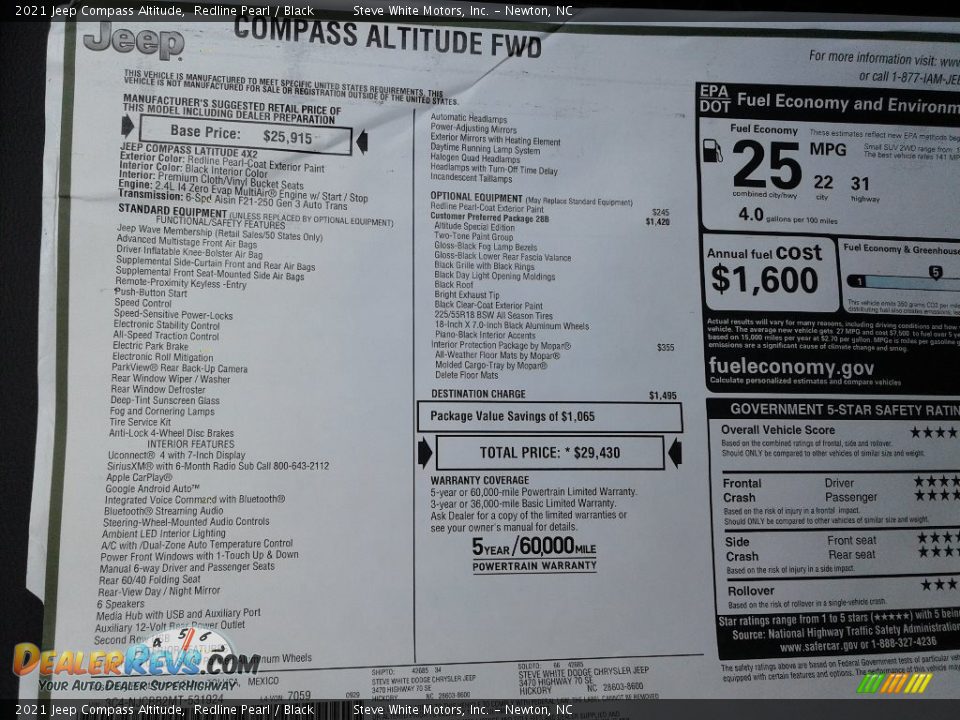 2021 Jeep Compass Altitude Redline Pearl / Black Photo #25