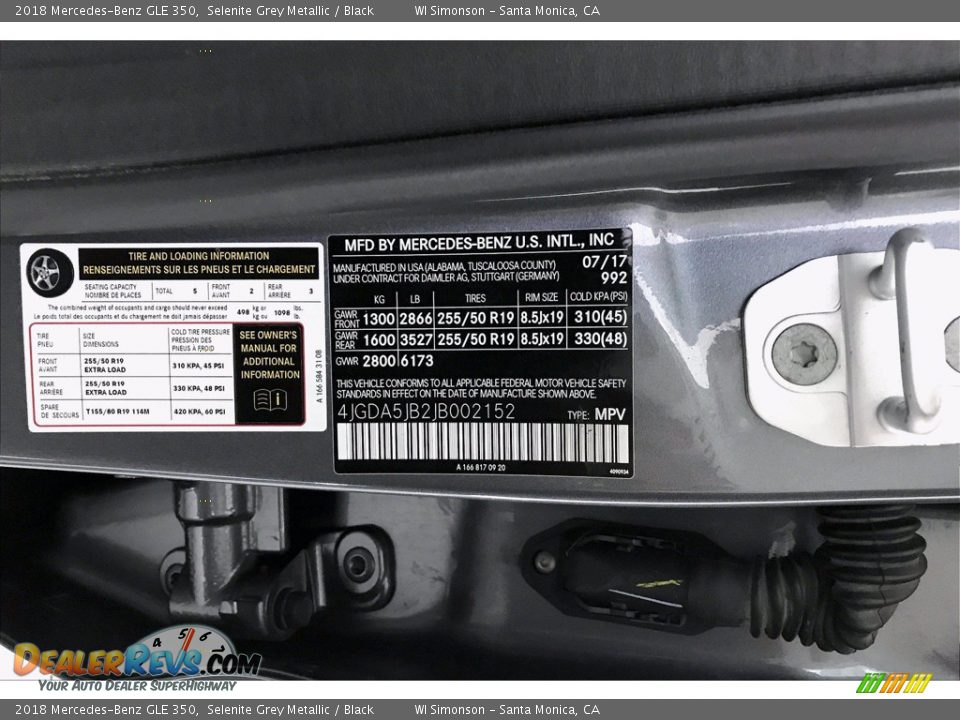 2018 Mercedes-Benz GLE 350 Selenite Grey Metallic / Black Photo #33