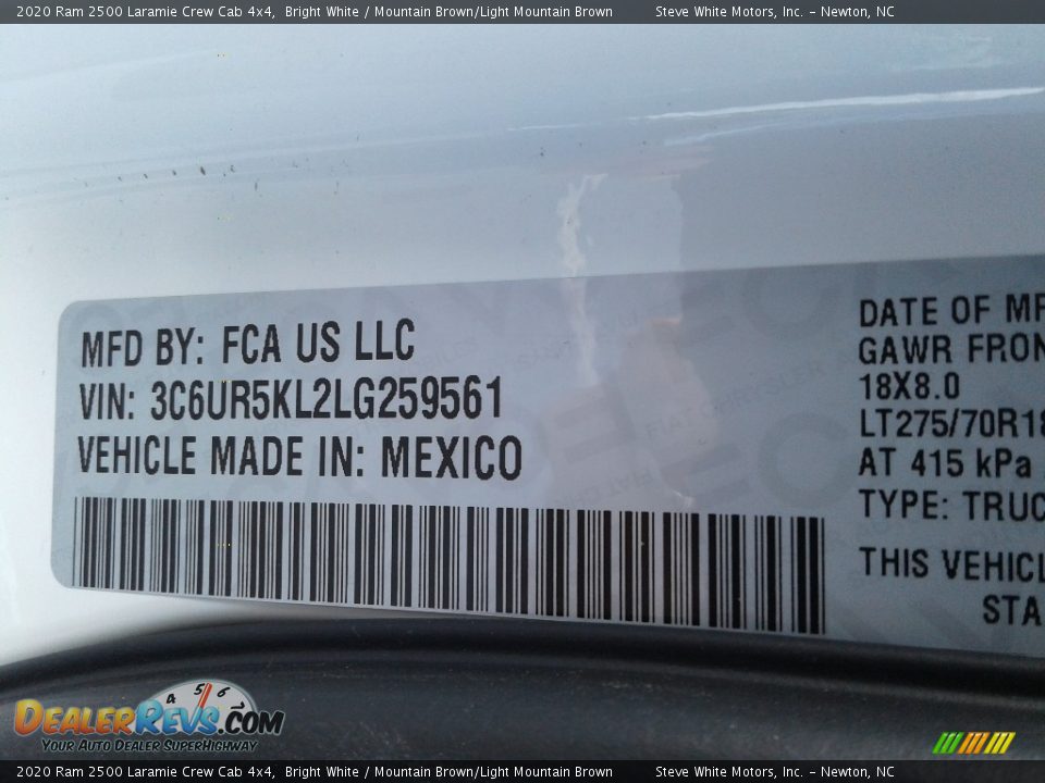 2020 Ram 2500 Laramie Crew Cab 4x4 Bright White / Mountain Brown/Light Mountain Brown Photo #33