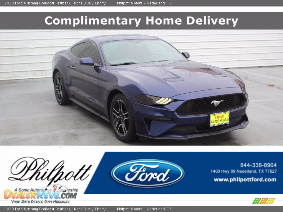 2020 Ford Mustang EcoBoost Fastback Kona Blue / Ebony Photo #1