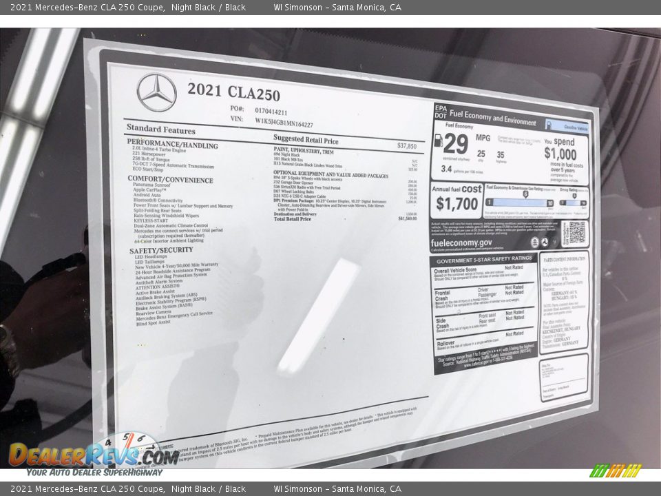 2021 Mercedes-Benz CLA 250 Coupe Night Black / Black Photo #10