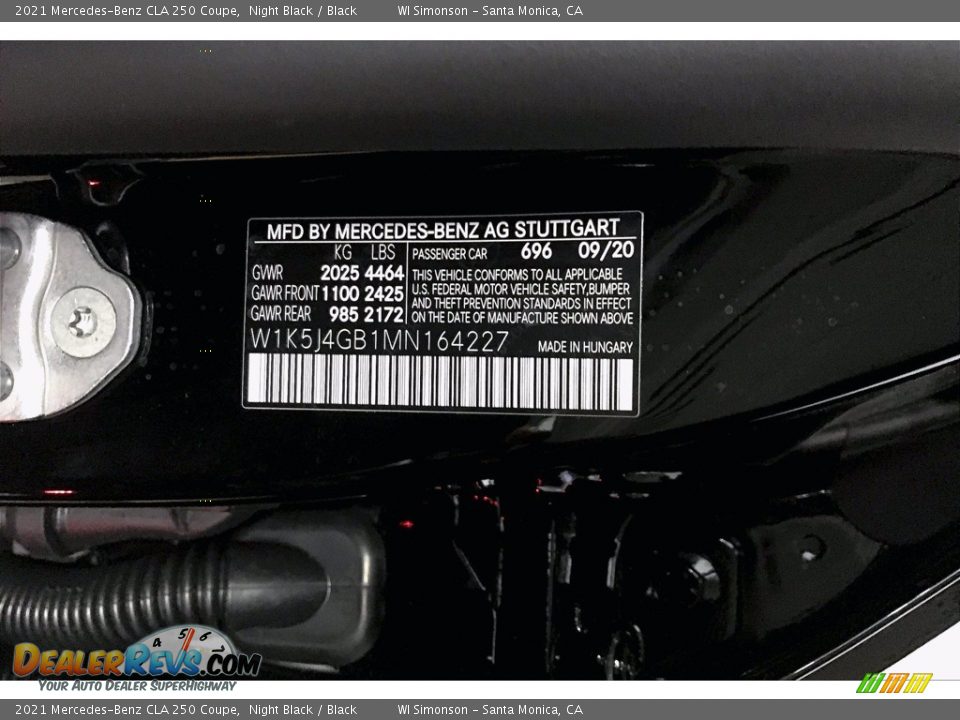 2021 Mercedes-Benz CLA 250 Coupe Night Black / Black Photo #11