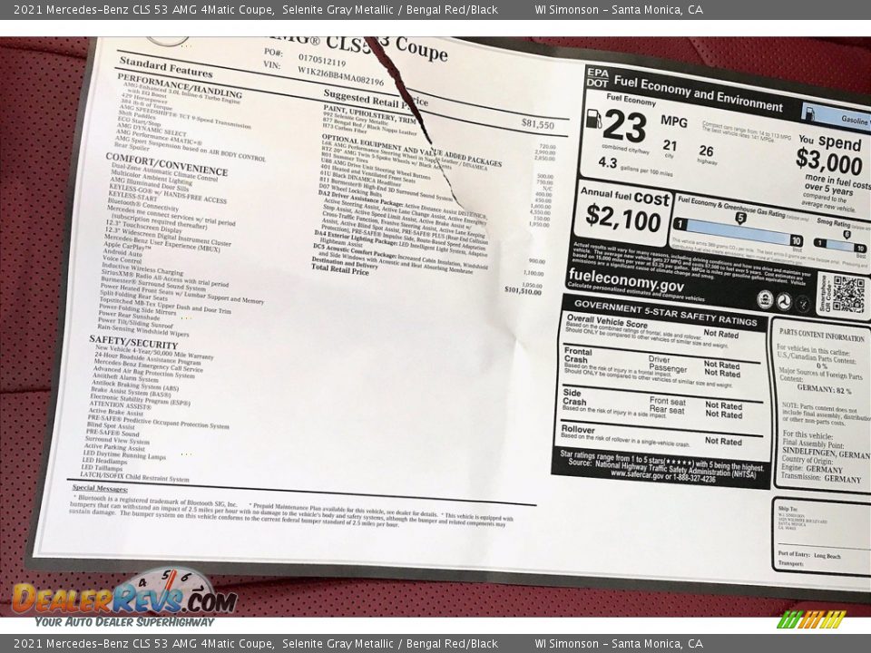 2021 Mercedes-Benz CLS 53 AMG 4Matic Coupe Window Sticker Photo #10