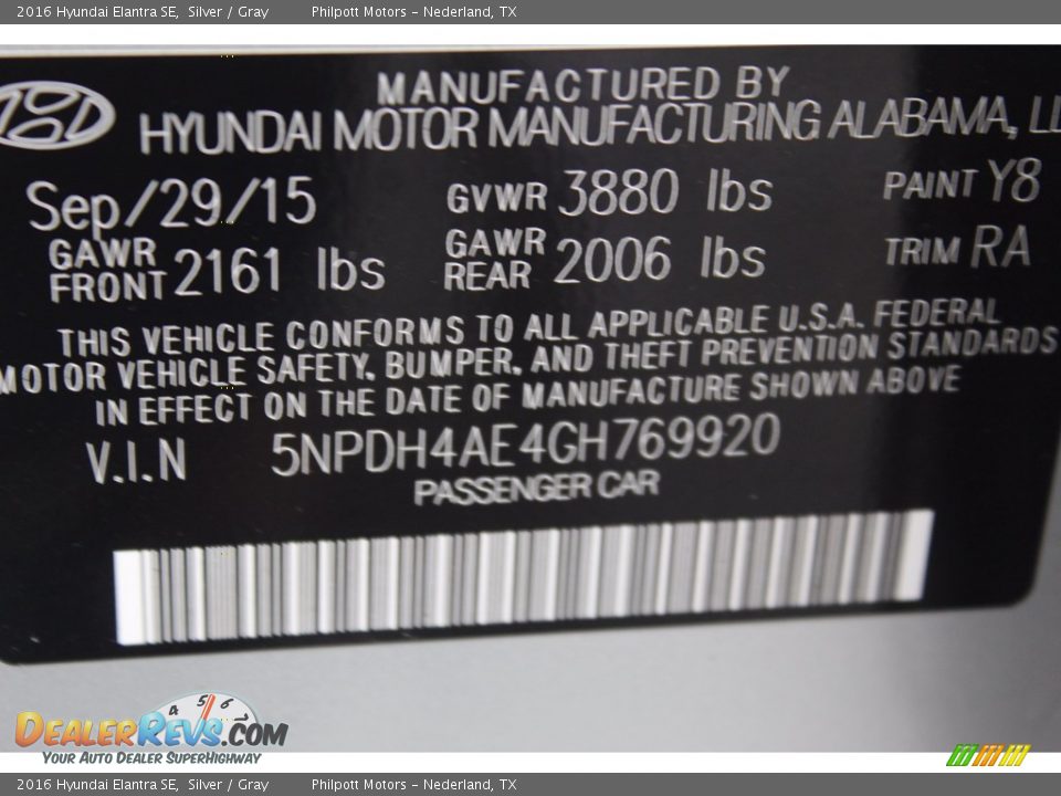 2016 Hyundai Elantra SE Silver / Gray Photo #31