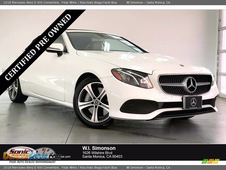 2018 Mercedes-Benz E 400 Convertible Polar White / Macchiato Beige/Yacht Blue Photo #1