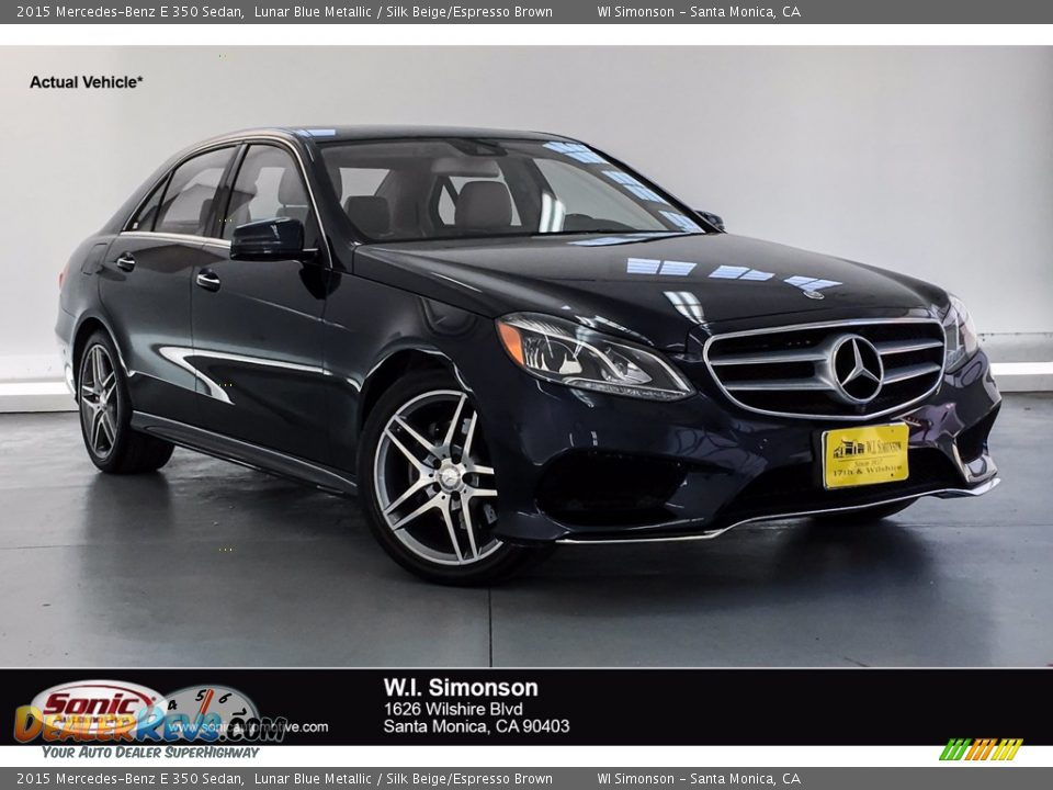 2015 Mercedes-Benz E 350 Sedan Lunar Blue Metallic / Silk Beige/Espresso Brown Photo #1