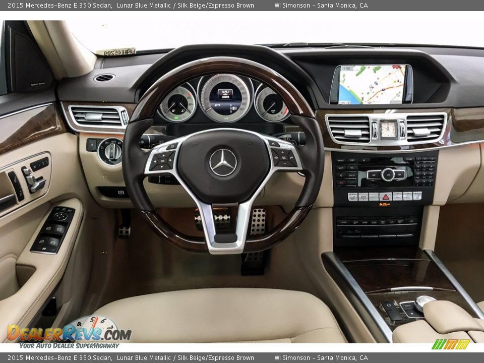 2015 Mercedes-Benz E 350 Sedan Lunar Blue Metallic / Silk Beige/Espresso Brown Photo #4