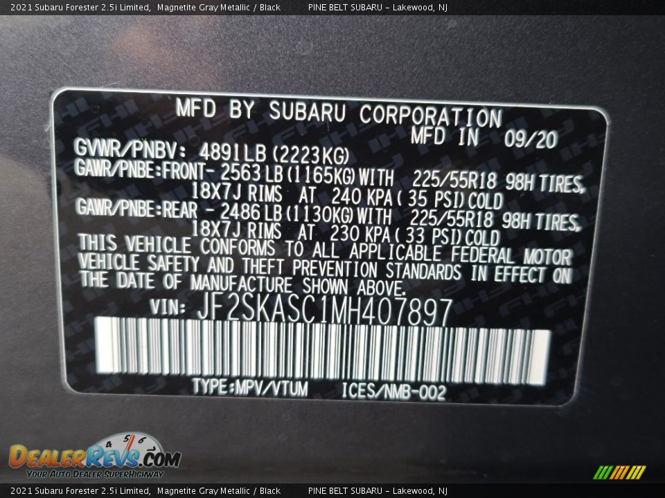 2021 Subaru Forester 2.5i Limited Magnetite Gray Metallic / Black Photo #15